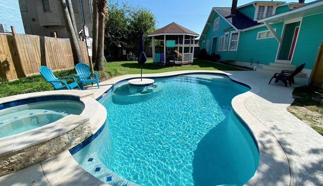 12-Bedroom Home with Private Pool & Large Yard, About Half Mile to Beach in Galveston