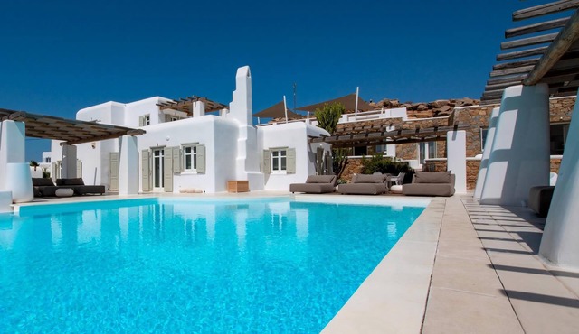Excellent Tourlos Villa | 8 Bedrooms | Villa Opal | Stunning Sea and City Views in Mykonos