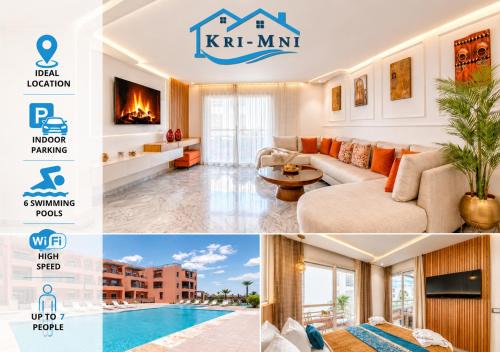 Kri-mni Luxury 2 Bedroom Pools Terrace Av Mouhamed IV in Marrakesh